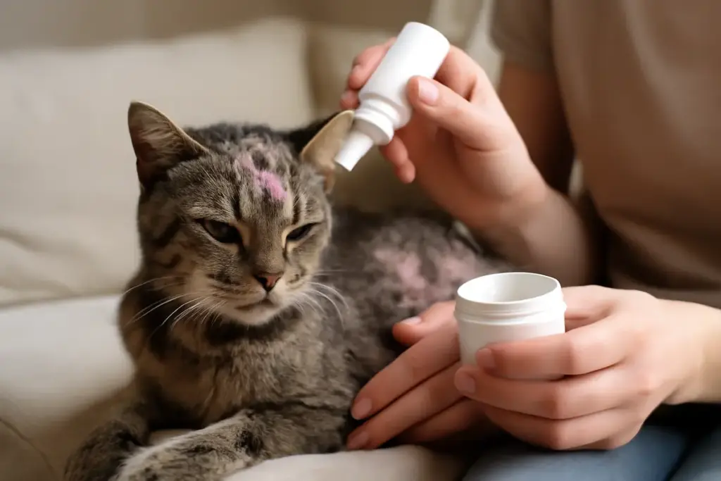 Gatto adottato con problemi dermatologici: i trattamenti domiciliari che funzionano sul serio